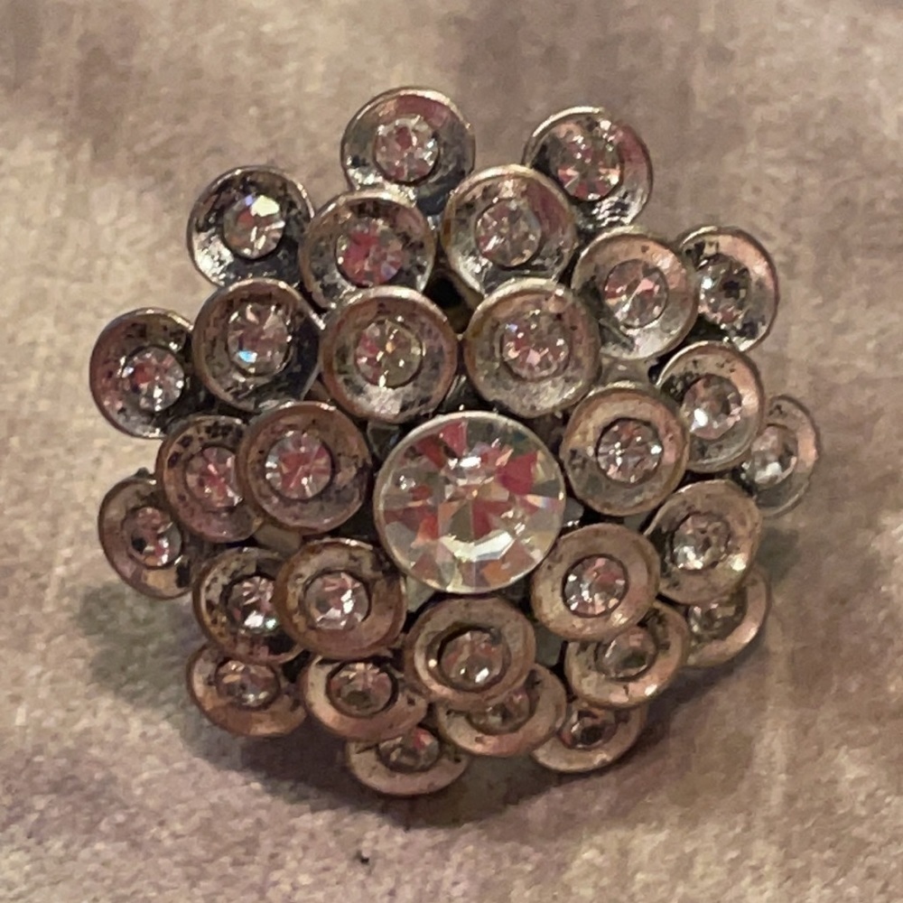 PEACOCK Flapper Style Silver Crystal Ring